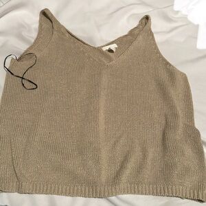 H&M Knit V-Neck Tank Top in Taupe